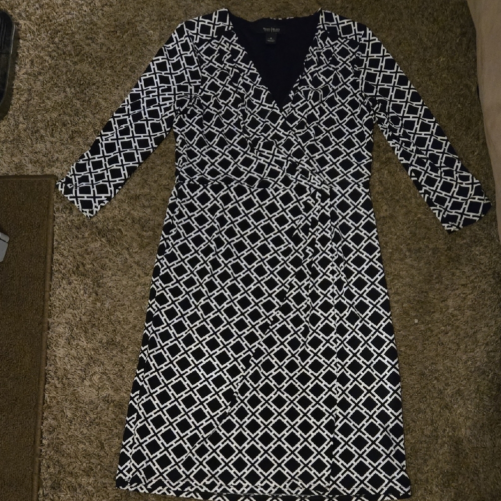 White House Black Market Geometric Black and White Dress